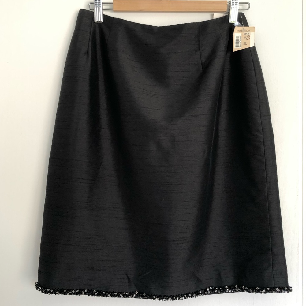 VTG Deadstock Silky Skirt with Beading Black